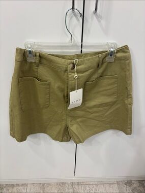 entro Olive Green Cotton Utility Shorts for Women
